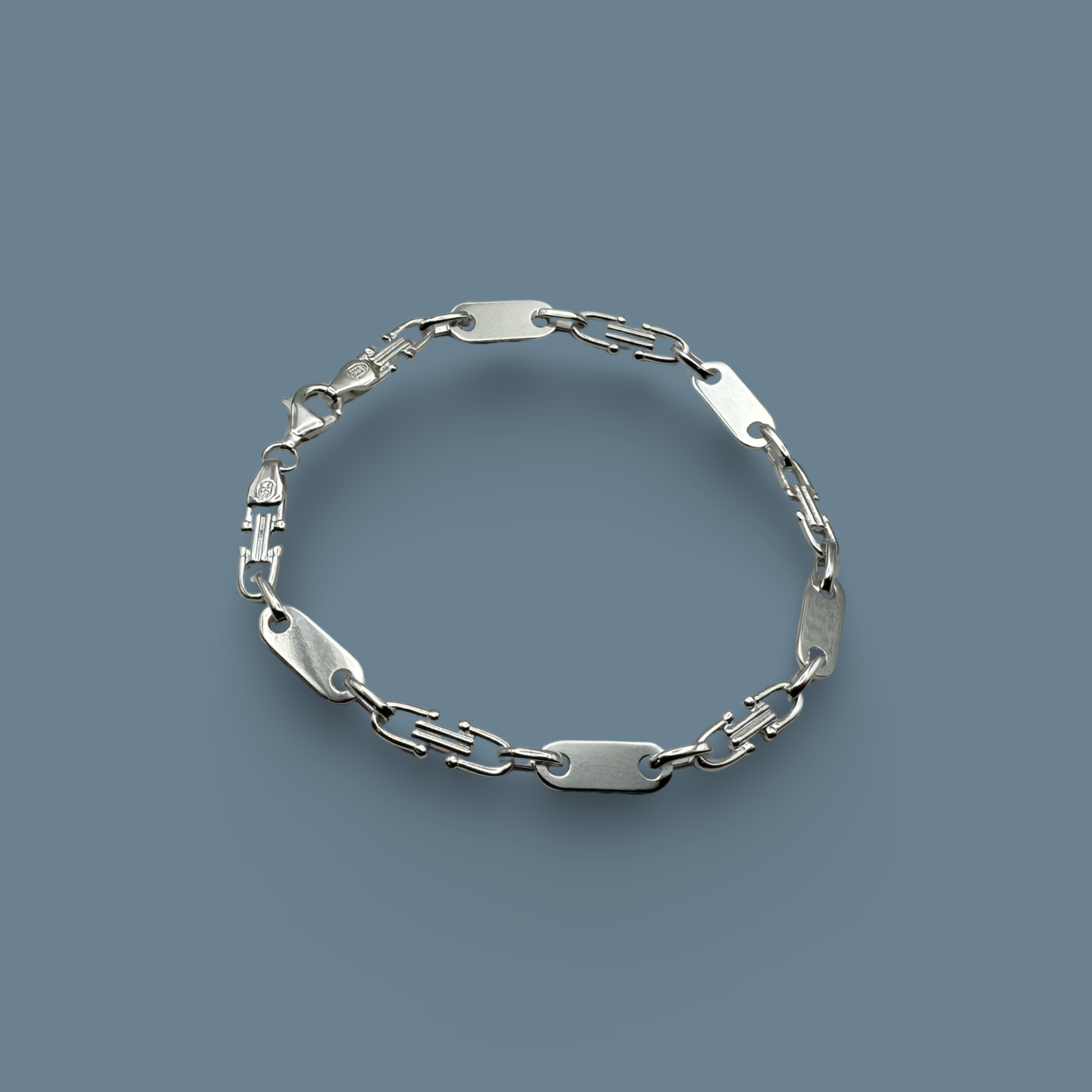 Plate Link Bracelet 925 Sterling Silver