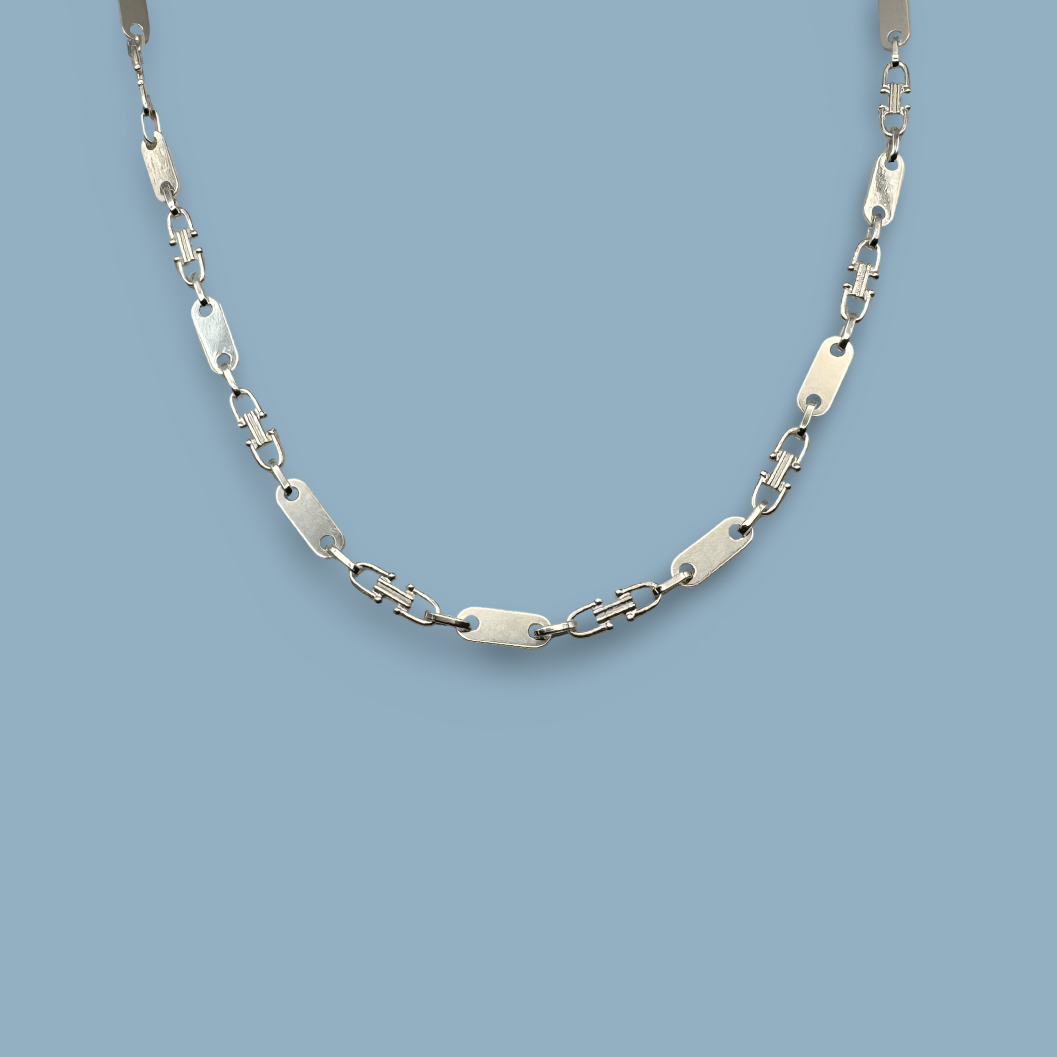 Plate Link Necklace 925 Sterling Silver