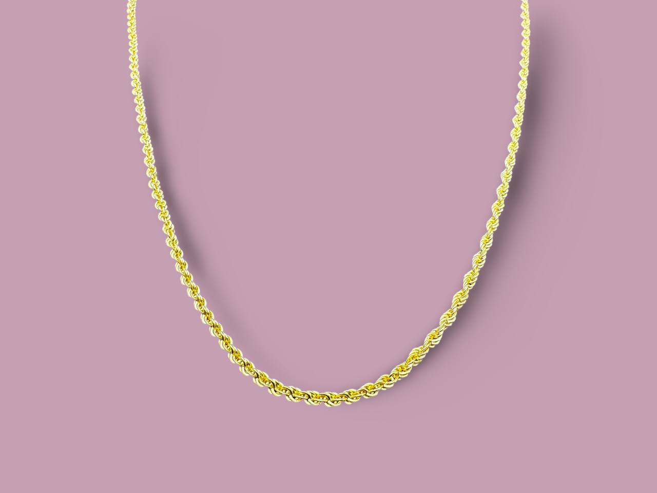 Rope Chain Necklace 925 Gold